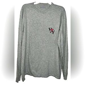 Vineyard Vines Shirt Men Large Gray Long Sleeve Pullover Holiday Wreath